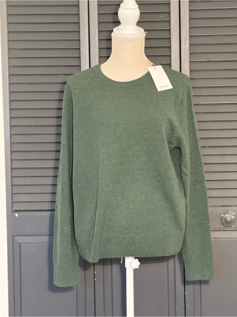 NWT Quince 100% Mongolian Cashmere Crewneck Sweater Forest Floor Green Size L - Picture 2 of 7